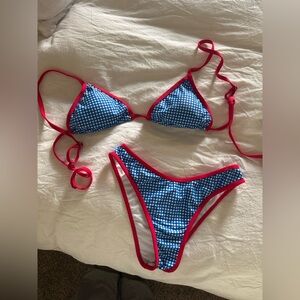 NWOT Womens Swim Blue and Red Checkered Bikini